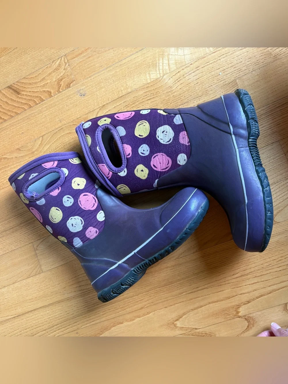 Bogs Kids' Classic Snow Boots Sketched Dots Purple Winter Youth Girls Size 1